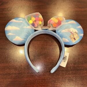 Disney Parks Pixar UP Clouds Flying House Minnie Ears Headband Grape Soda Badge